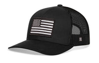 American Flag Trucker Hat  |  Black USA Monochrome Snapback