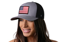 American Flag Trucker Hat  |  Gray-Black USA Snapback