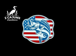 Bass on American Flag Patriotic Red White and Blue Acrylic Patch