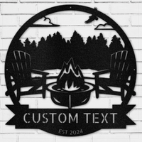 Lake Scene Metal Sign - Personalized Gifts - Custom Campfire and Camper Decor Sign