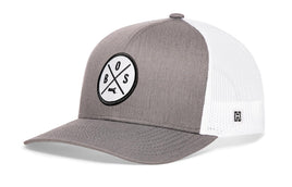 Boston Trucker Hat  |  Gray-White BOS X Snapback