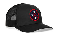 Boston Trucker Hat  |  Black BOS X Football Snapback