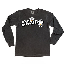 Daisy - Mama - w/ Full Daisy on Back - Long Sleeve Comfort Colors Tee