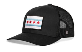 Chicago Flag Trucker Hat  |  Black City Snapback