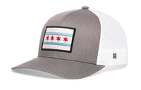 Chicago Flag Trucker Hat  |  Gray-White City Snapback