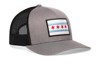 Chicago Flag Trucker Hat  |  Gray-Black City Snapback