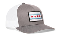 Chicago Flag Trucker Hat  |  Gray-White City Snapback
