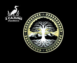 Tree of Life Gold Black White Acrylic Hat Patch