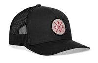 Columbus Trucker Hat  |  Gray Red CBUS X  |  Black Snapback