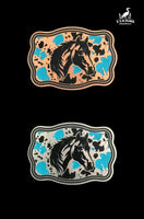 Horse on Cowhide Buckle Western Design Tri-Layer Acrylic Hat Patch