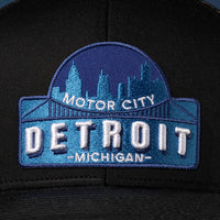 Detroit Motor City Trucker Hat  |  Black Cityscape Snapback