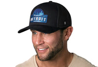 Detroit Motor City Trucker Hat  |  Black Cityscape Snapback