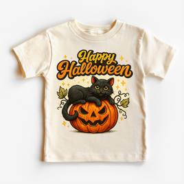 Happy Halloween Black Cat and Jack O Lantern Shirt - Halloween Tee