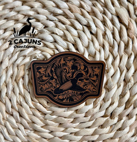 Duck Tooled Pattern Engraved Leatherette Hat Patch