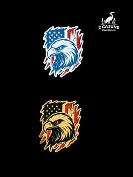 Bald Eagle on American Flag Acrylic Hat Patch - 2 Colors Available