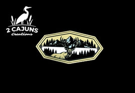 Elk Hexagon with Mountains Gold Black White Acrylic Hat Patch