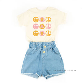 3x3 - Retro Happy Flowers - Child Tee