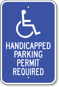 Handicapped Parking Permit Required With Accessible Symbol