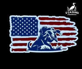 Duck Hunting Dog Labrador Retriever on American Flag Red White and Blue Acrylic Hat Patch