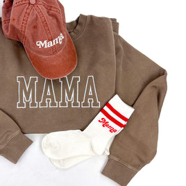 Embroidered PIGMENT Crewneck - MAMA - Outline