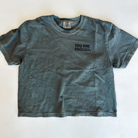 You Are Enough - Embroidered Cropped Comfort Colors Tee (Pepper)