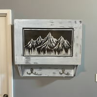 Snowcapped Mountain Scene Wall-Mounted Gun Cabinet – Hidden Lockable Storage with Rustic Charm