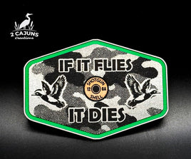 If It Flies Acrylic Hat Patch Linen Camo Design with Copper Acrylic Insert - 2 Pieces - 4 Colors Available