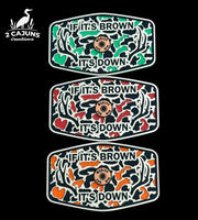 If It's Brown It's Down Acrylic Hat Patch with Copper Acrylic Insert Merica Edition - 2 Pieces - 3 Colors Available