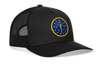 Indiana Flag Trucker Hat  |  Black Indiana Flag Snapback