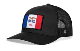 Iowa Flag Trucker Hat  |  Black Iowa Flag Snapback