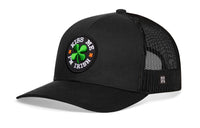 Kiss Me I'm Irish Trucker Hat  |  Black Shamrock Snapback