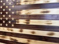 Rustic American Flag Hidden Gun Storage Cabinet Burnt Wood and Red Mahogany