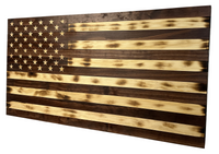 Rustic American Flag Hidden Gun Storage Cabinet Burnt Wood and Red Mahogany