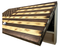Rustic American Flag Hidden Gun Storage Cabinet Burnt Wood and Red Mahogany