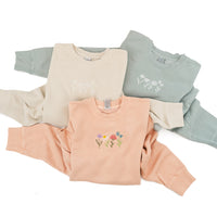 Embroidered PIGMENT Crewneck - Spring Flowers