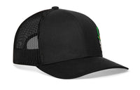 Leprechaun Skull Trucker Hat  |  Black Rubber Patch Snapback