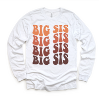 Retro Big Sis Siblings Family Shirt - Sister Tee
