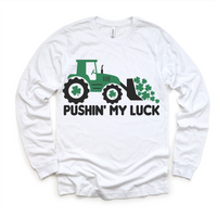 Pushing My Luck St. Patrick's Day Tractor  Shirt - Kids Irish Tee