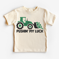 Pushing My Luck St. Patrick's Day Tractor  Shirt - Kids Irish Tee