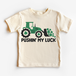 Pushing My Luck St. Patrick's Day Tractor  Shirt - Kids Irish Tee