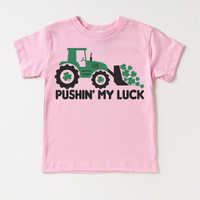 Pushing My Luck St. Patrick's Day Tractor  Shirt - Kids Irish Tee