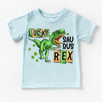 Lucky Saurus Rex St. Patrick's Day Shirt - Lucky Dinosaur Kids & Adult Tees