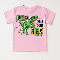Lucky Saurus Rex St. Patrick's Day Shirt - Lucky Dinosaur Kids & Adult Tees