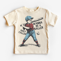 Kids Baseball Shirt - Wanna Be A Baller Shot Caller Tee