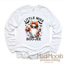 Little Miss Boo-Jee Halloween Tee - Long Sleeve White Shirt