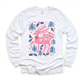 Boho Reindeer Christmas Shirt -  Long Sleeve Tees & Sweatshirts