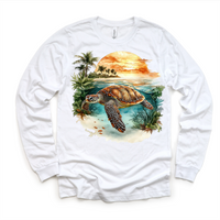 Retro Sea Turtle Watercolor Ocean Scene Shirt - Kids Tee
