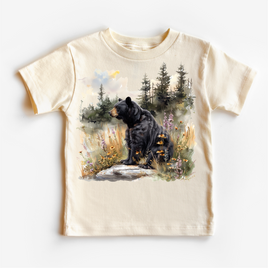 Retro Grizzly Bear Watercolor Nature Scene Shirt - Kids Tee
