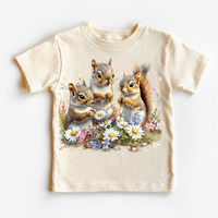 Retro Squirrel Watercolor Nature Scene Spring Shirt - Kids Tee
