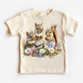 Retro Squirrel Watercolor Nature Scene Spring Shirt - Kids Tee